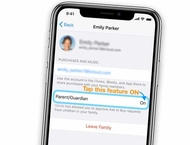 Habilite las aprobaciones de los padres o tutores en la familia que comparte iOS iPhone iPad