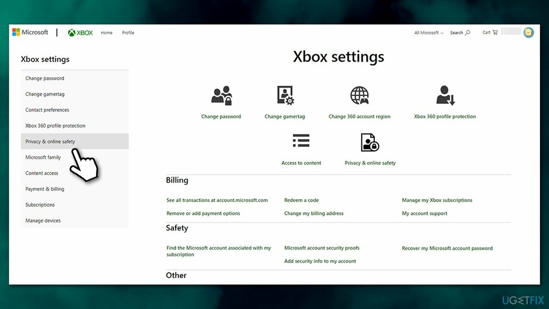 Gehen Sie zu den Xbox-Datenschutzeinstellungen
