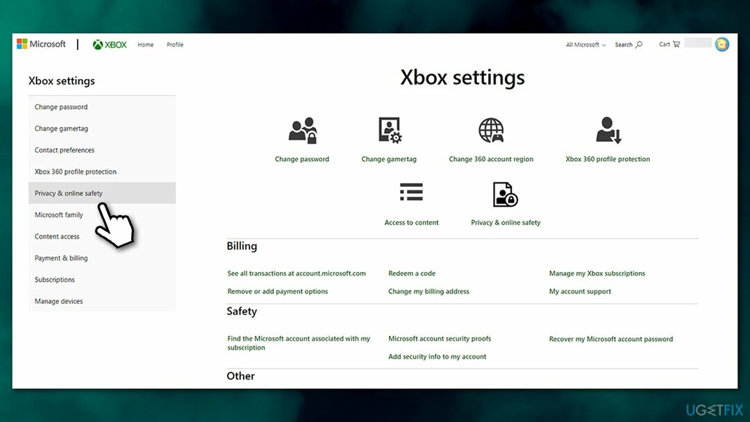 Ir a la configuración de privacidad de Xbox