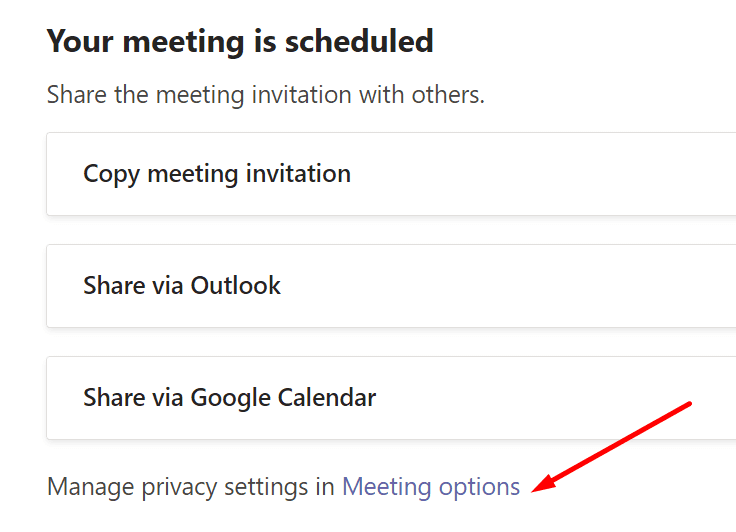 riunione impostazioni privacy team Microsoft