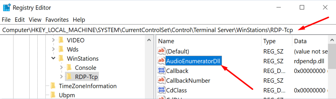 cheie de registry rdp-tcp Windows 10