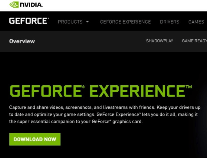 Download GeForce Experience fra den officielle hjemmeside