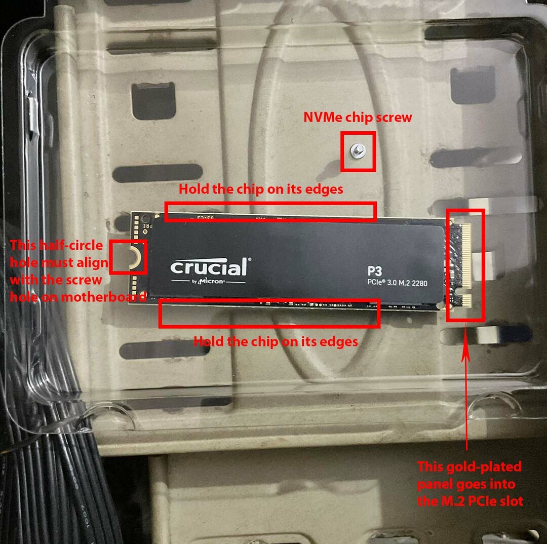 Forskellige instruktioner, der skal følges for at installere NVMe SSD