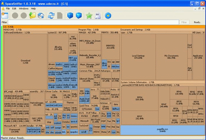 SpaceSniffer - Εργαλείο ανάλυσης χώρου δίσκου των Windows