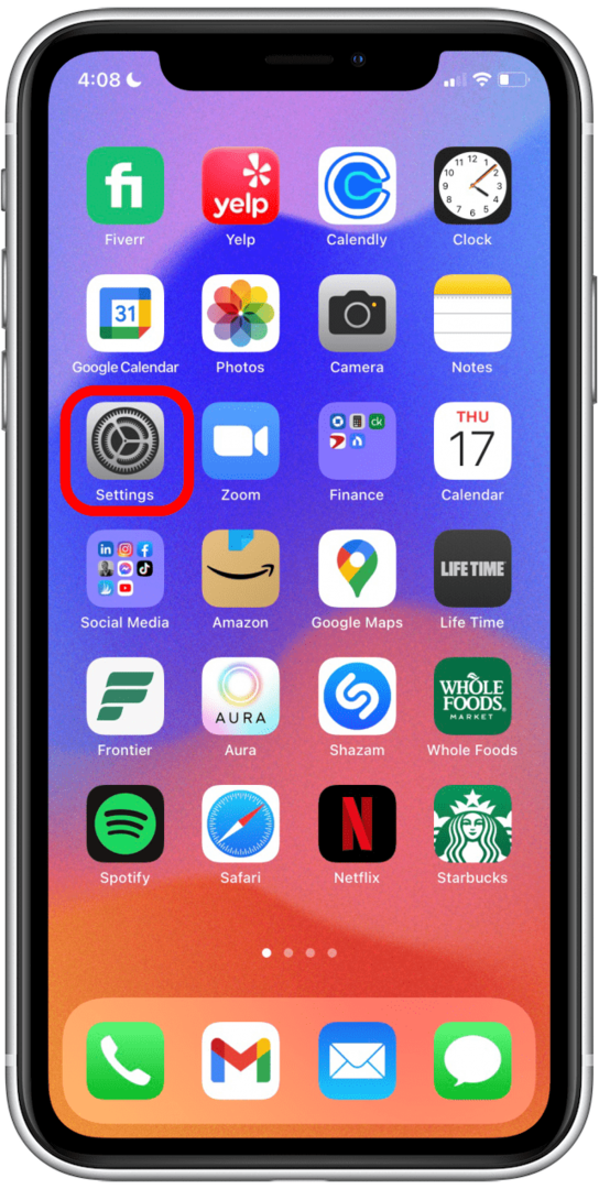 אפליקציית הגדרות באייפון