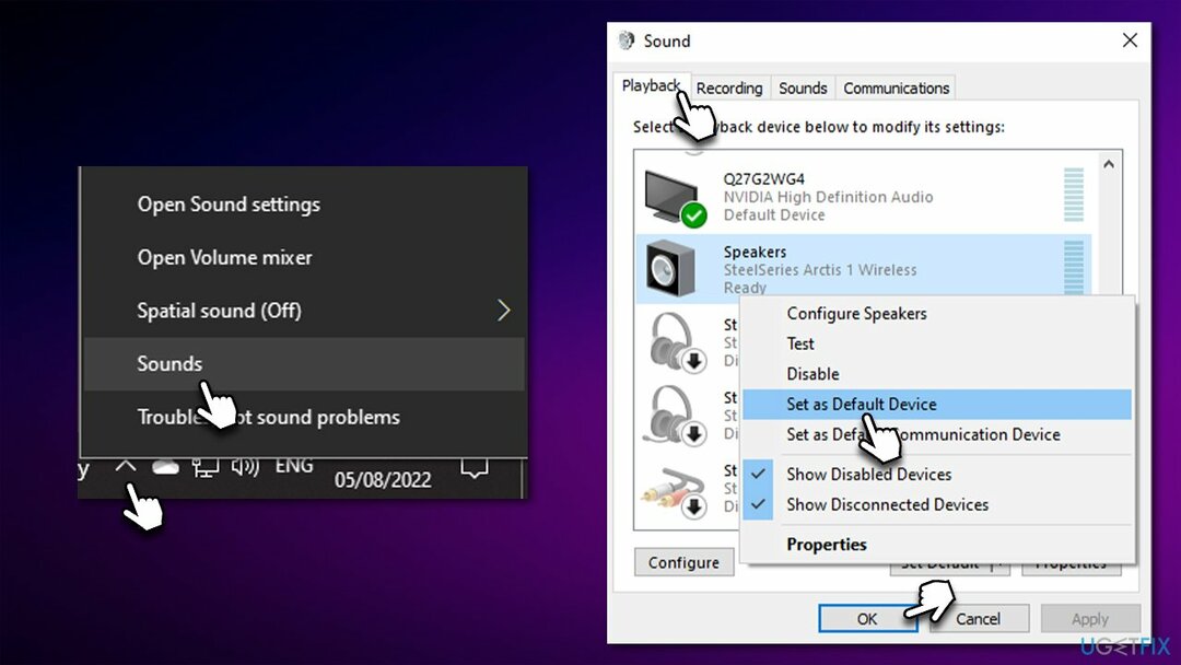 Configure sus auriculares como un dispositivo de audio predeterminado