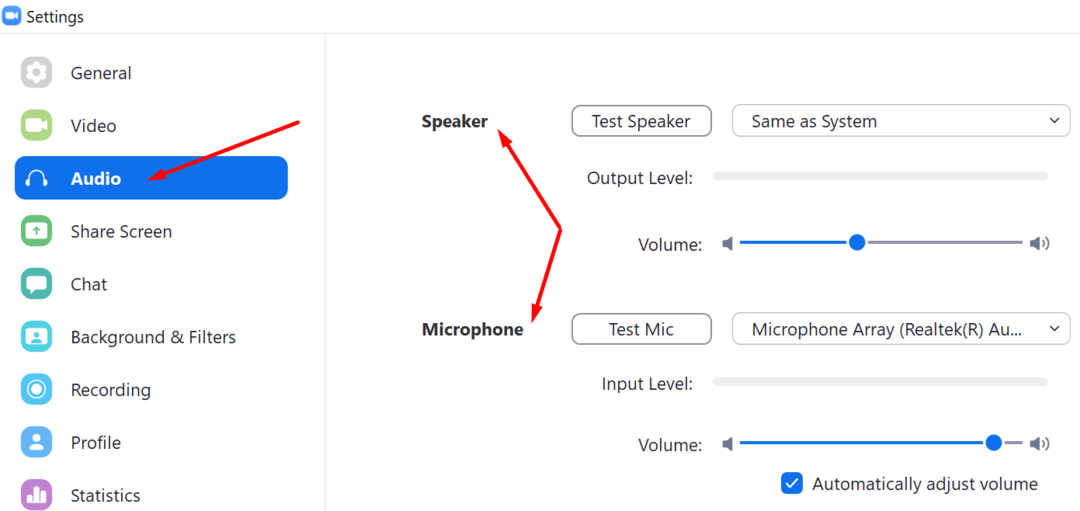 zoom audio beállítások hangszóró mikrofon