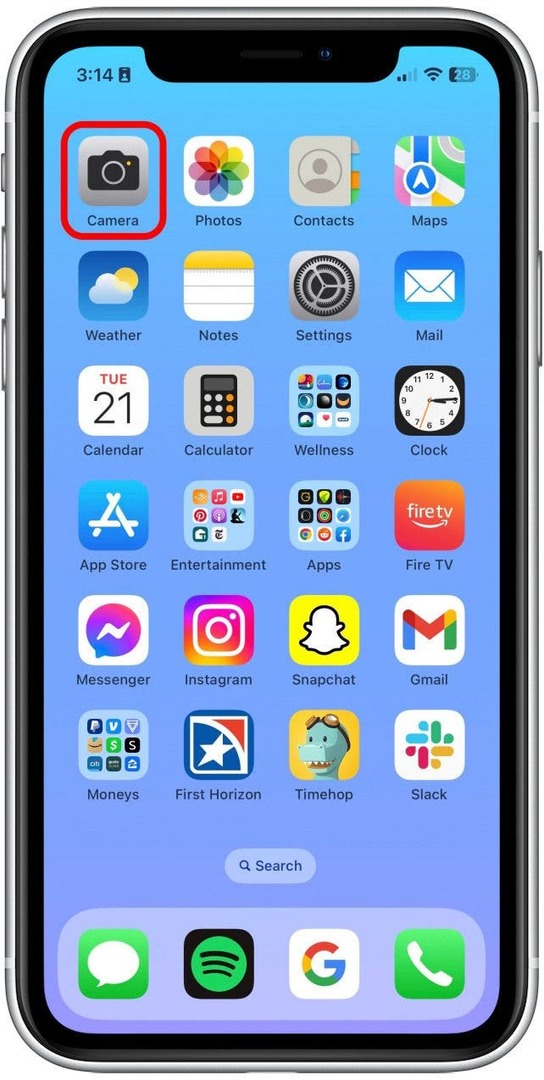 Odprite kamero svojega iPhona.