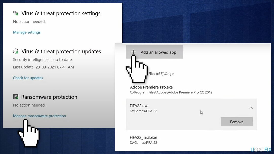 FIFA 22 랜섬웨어에 대한 Windows 보안 비활성화
