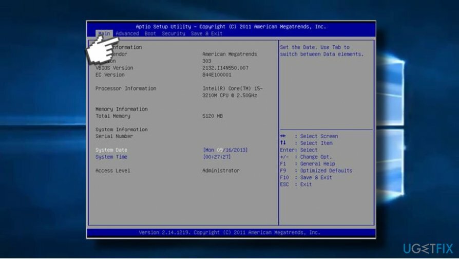 افتح Windows BIOS