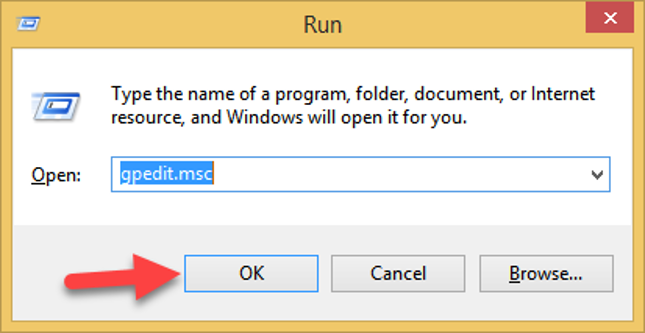 הקלד gpedit.msc Command
