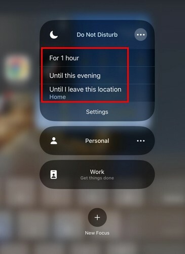 Options de planification Ne pas déranger dans Control Center