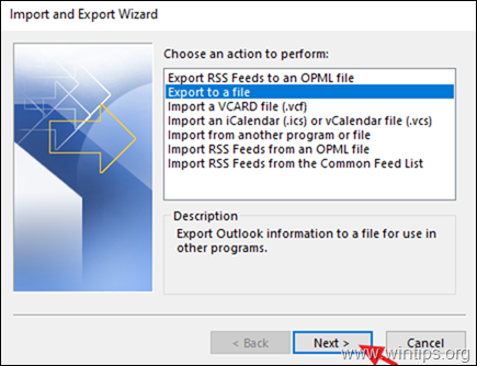 Ako exportovať Outlook EMAIL do Outlook PST súboru