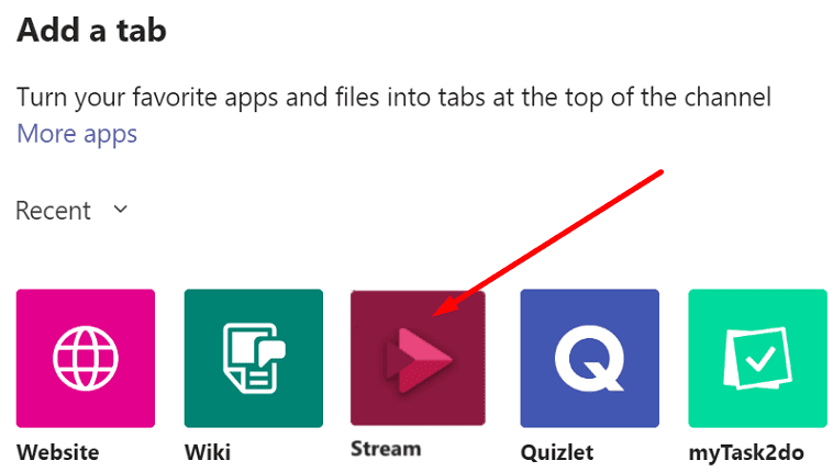 Microsoft-Stream-Tab zur Teams-App hinzufügen