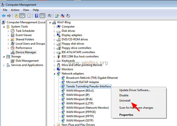 désinstaller-teredo-tunneling-pseudo-interface