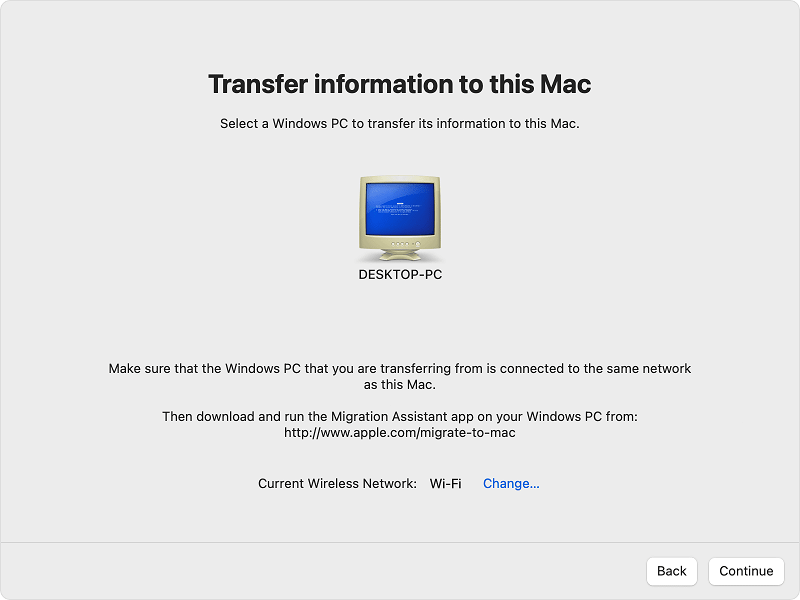 Přeneste informace do tohoto Macu