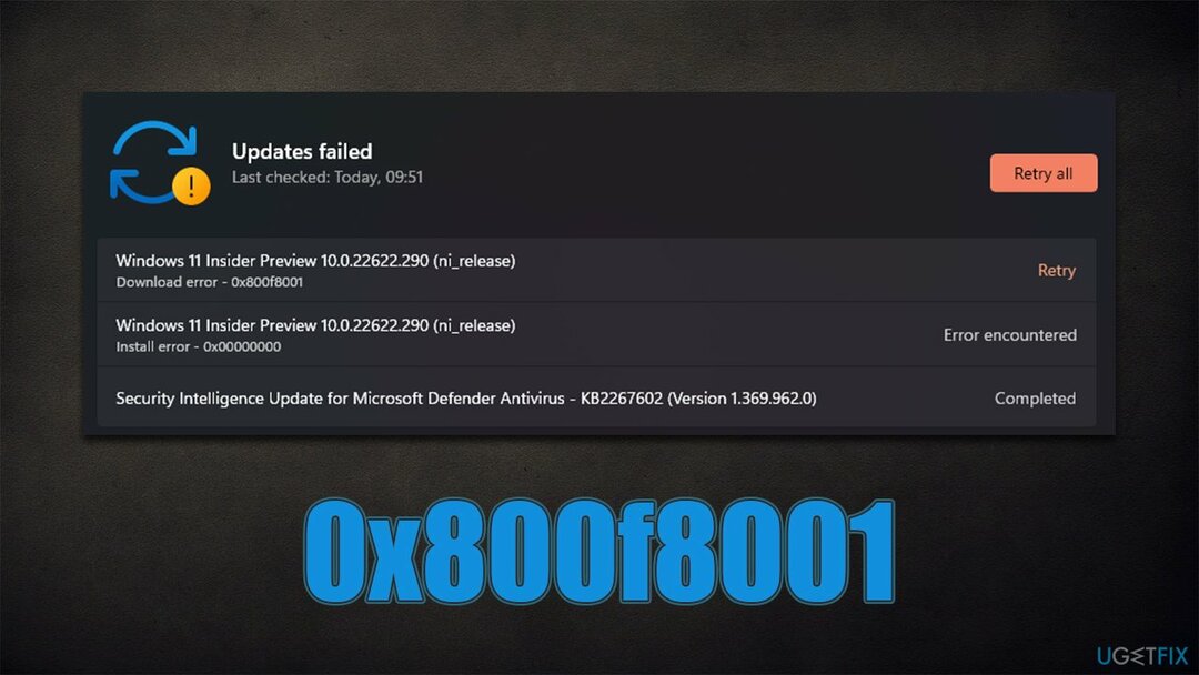 Come correggere l'errore di aggiornamento di Windows 0x800f8001?