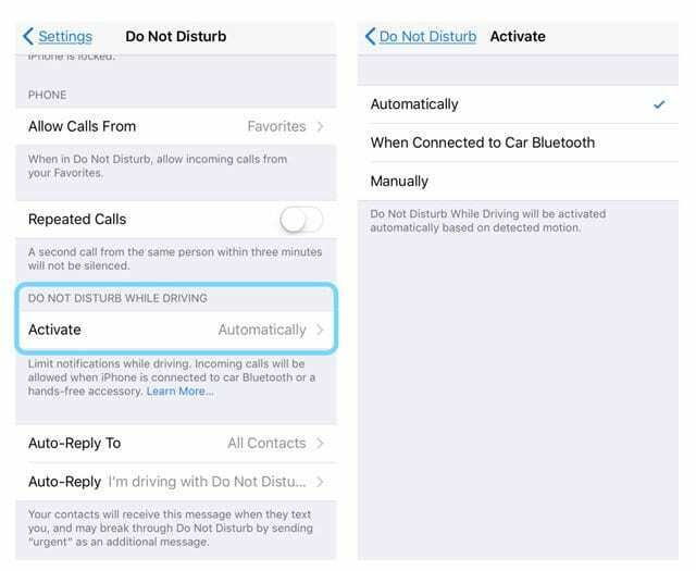 Pamācība iPhone tālrunī iespējot vai atspējot režīmu Netraucēt braukšanas laikā