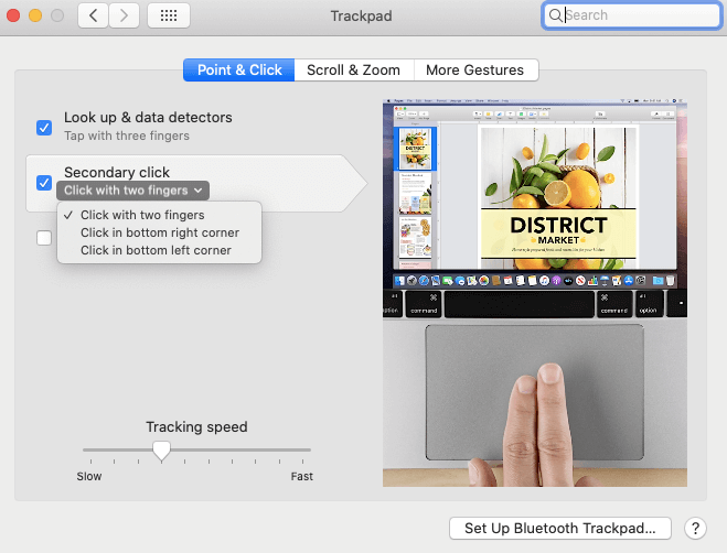 Mac Trackpad — щелкните правой кнопкой мыши на Mac