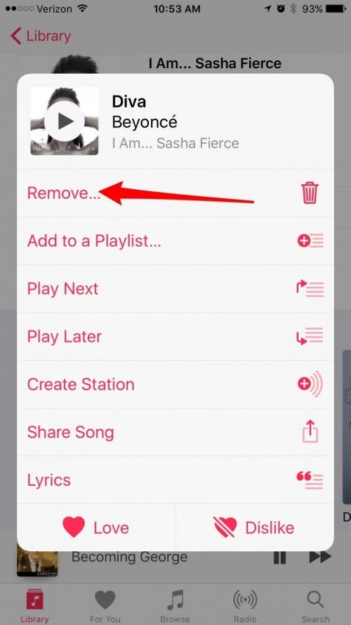 jak odstranit skladby z iTunes
