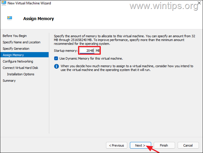 หน่วยความจำการตั้งค่า hyper-v