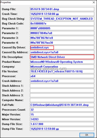 0x1000007e เซิร์ฟเวอร์ smsdirect.sys 2016 