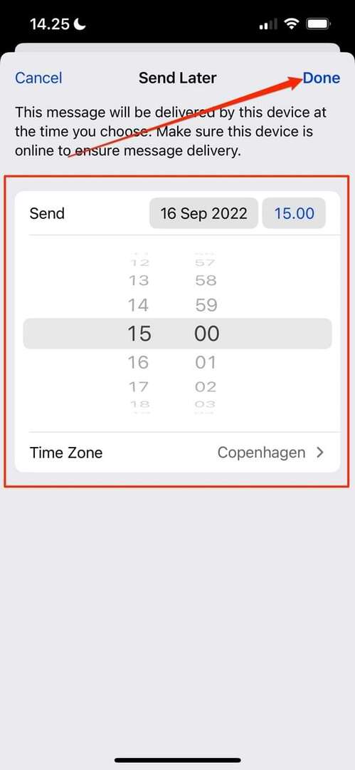 لقطة شاشة توضح كيفية إرسال البريد في iOS