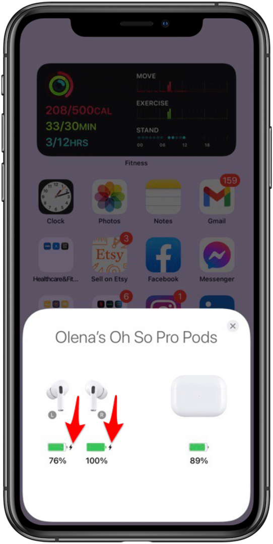 ελέγξτε την μπαταρία στα airpods