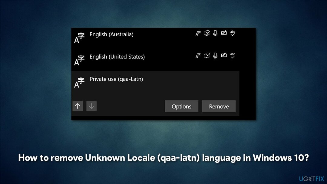 كيفية إزالة لغة غير معروفة (qaa-latn) في نظام التشغيل Windows 10؟