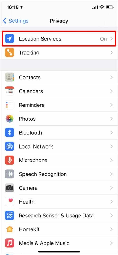 Postavke privatnosti koje ističu Usluge lokacije na iPhoneu