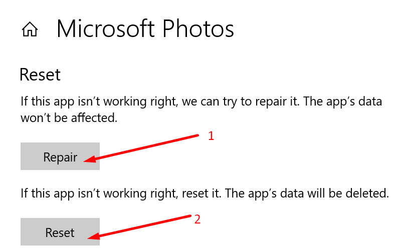 Microsoft-Fotos reparieren