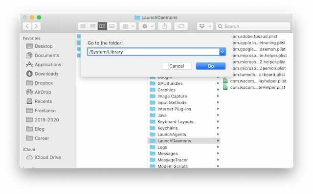 انتقل إلى نافذة SystemLibrary في Finder.