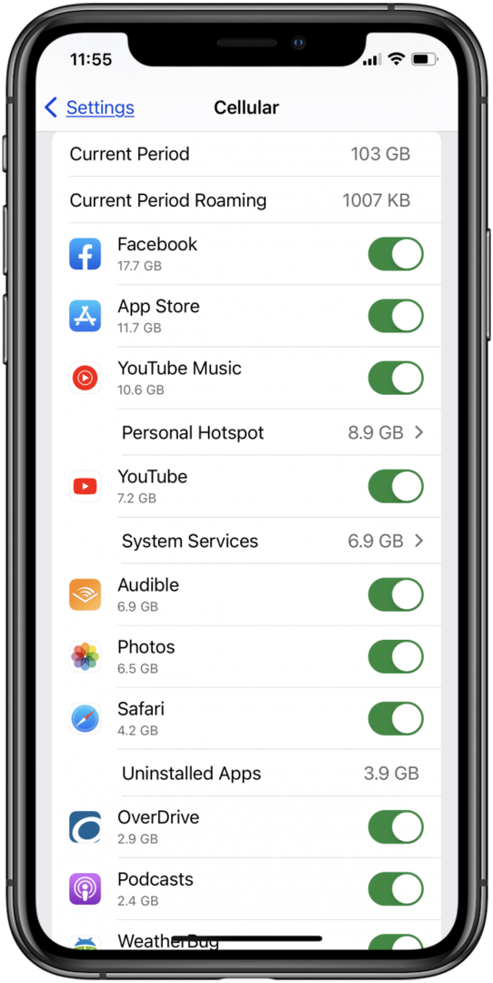 mobildataanslutning för appar