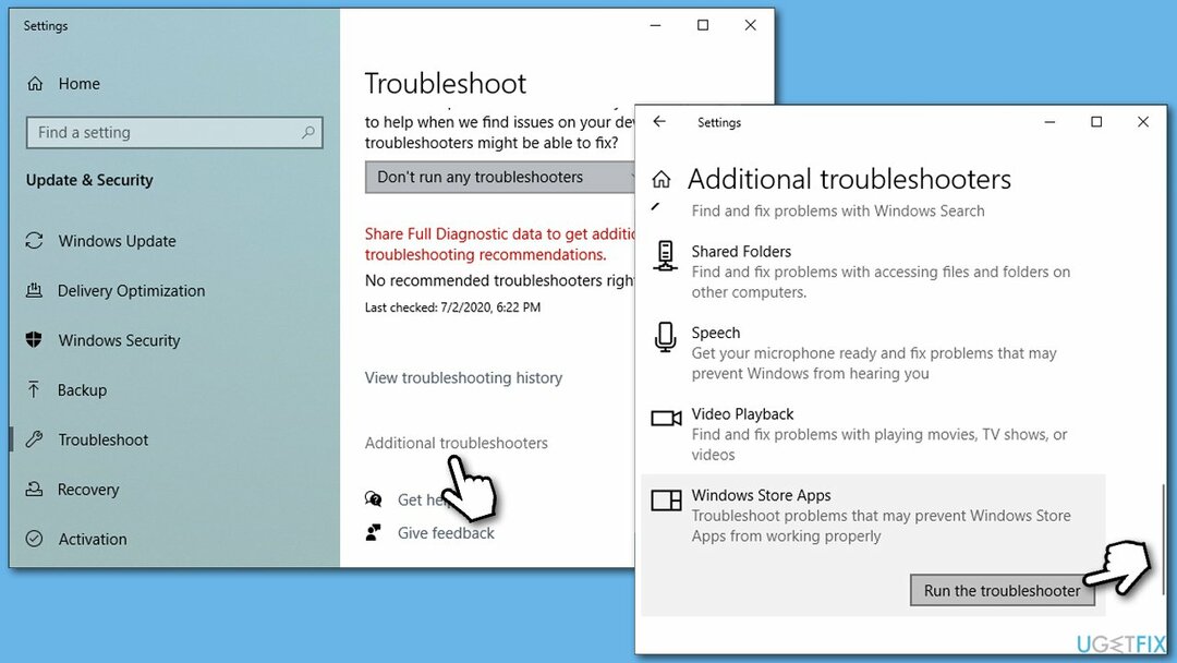 Execute a solução de problemas de aplicativos da Windows Store