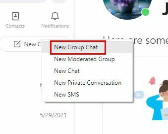 Uusi ryhmäkeskustelu Skype