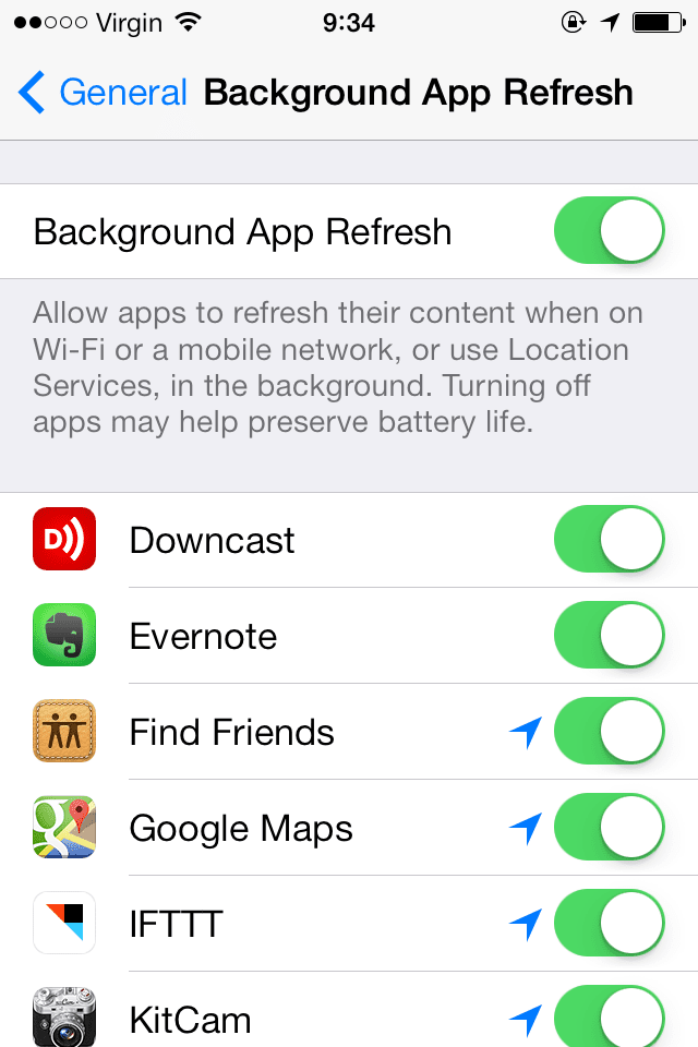 Hintergrund-App aktualisieren iOS 7