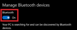 Activați opțiunea Bluetooth