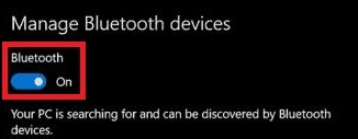 สลับไปที่ตัวเลือก Bluetooth