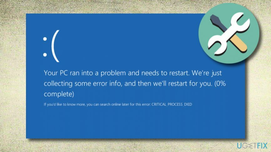 CRITICAL_PROCESS_DIED på Windows 10 fejlkode