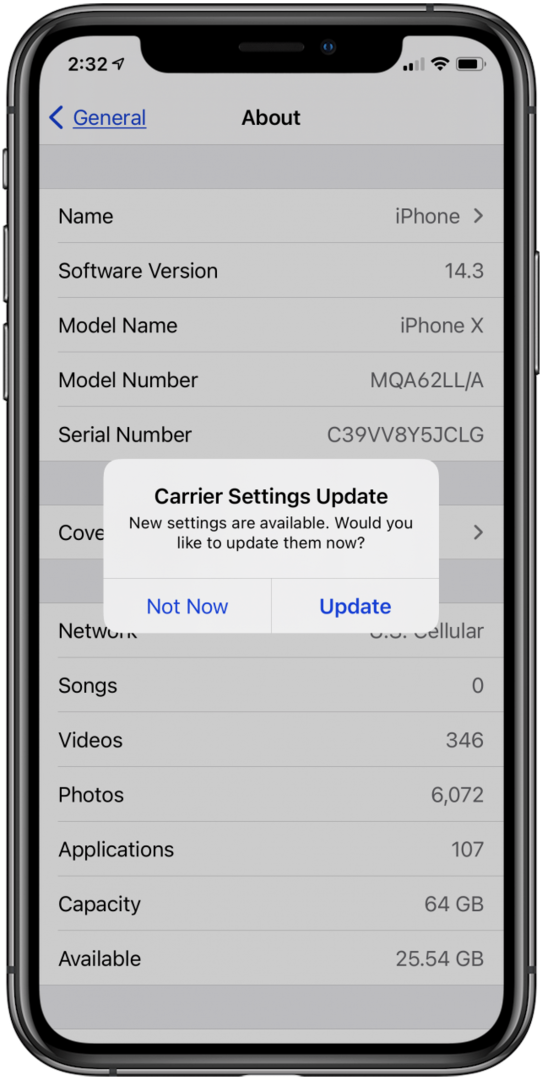 iphone'da operatör ayarlarını güncelle