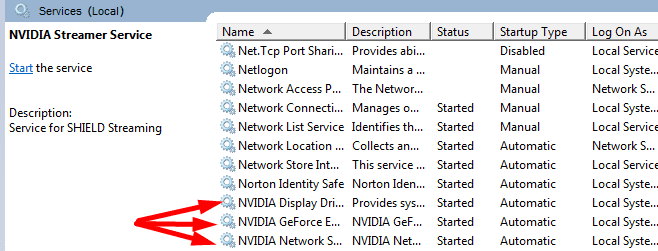 herstart nvidia services windows 10