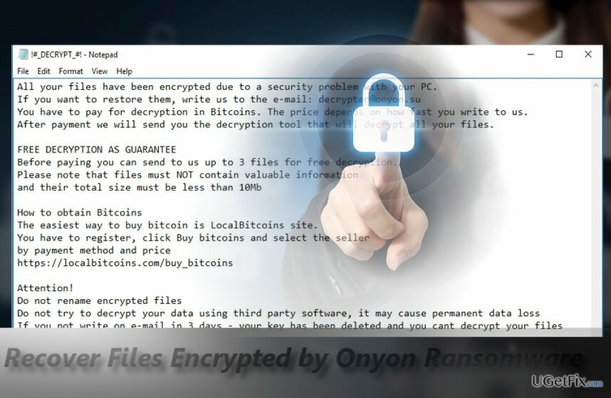Onyon रैंसमवेयर मनोरंजक GIF चित्र के साथ गुप्त .onion वेबसाइट पर जाने की पेशकश करता है
