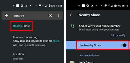 एंड्रॉइड पर नजदीकी साझाकरण विकल्प का उपयोग करें