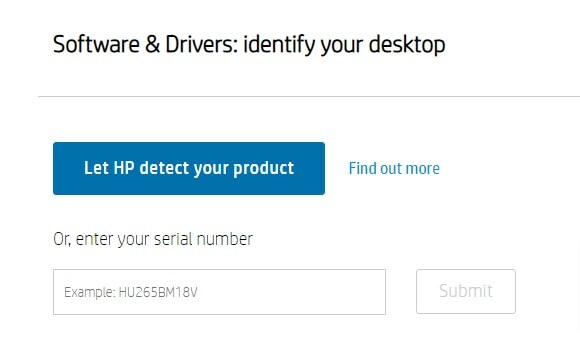 klik op laat hp uw product detecteren