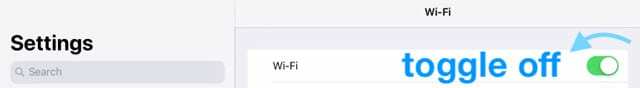 desactivar wifi en iOS iPad