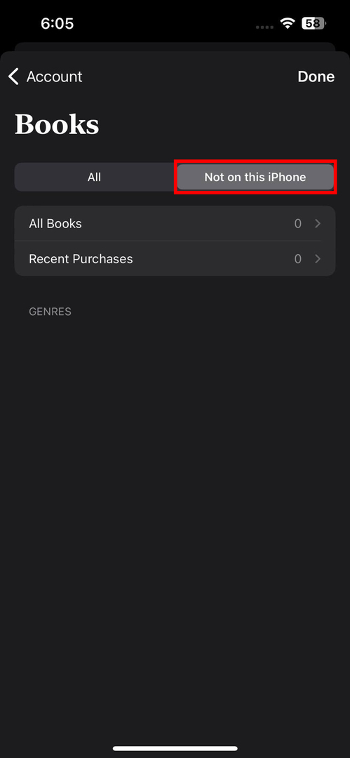 Nem ezen az iPhone Books alkalmazáson