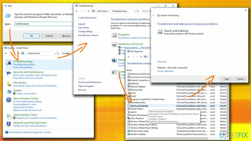 Esegui lo strumento di risoluzione dei problemi di ricerca e indicizzazione