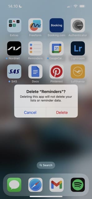 Andra Ta bort iOS App Prompt Skärmdump