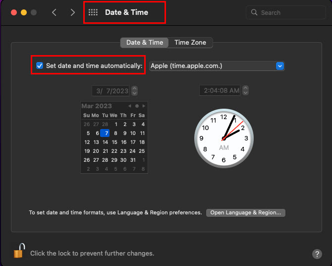 Como definir data e hora automáticas no macOS