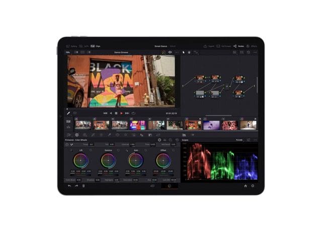 Bilde fra DaVinci Resolve-pressemeldingen for iPad-appen